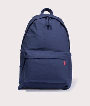 Polo Ralph Lauren Canvas Backpack in Newport Navy. Front Shot at EQVVS