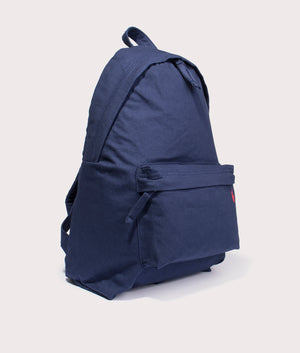 Polo Ralph Lauren Canvas Backpack in Newport Navy. Angle Shot at EQVVS