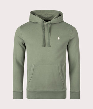 Loopback Fleece Hoodie in Cargo Green by Polo Ralph Lauren. EQVVS Shot. 