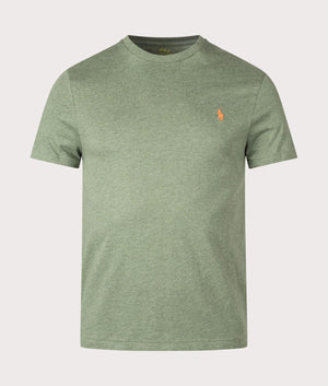 Custom Slim Fit Jersey T-Shirt in Cargo Green Heather by Polo Ralph Lauren. EQVVS Front Angle Shot.