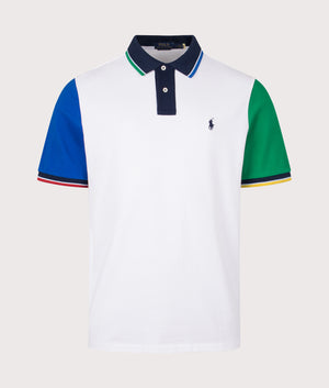 Polo Ralph Lauren Classic Fit Mesh Polo Shirt in White. Front angle shot at EQVVS.