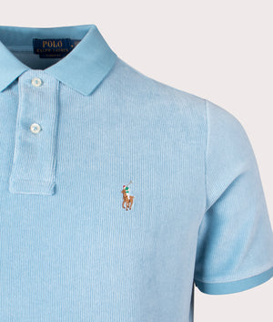 Classic Fit Corduroy Polo Shirt in Cassidy Blue by Polo Ralph Lauren. EQVVS Shot.