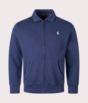 Zip Through Loopback Fleece Sweatshirt in Cruise Navy by Polo Ralph Lauren. EQVVS Shot. 