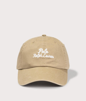 Embroidered Twill Ball Cap in Cafe Tan by Polo Ralph Lauren. EQVVS Shot.