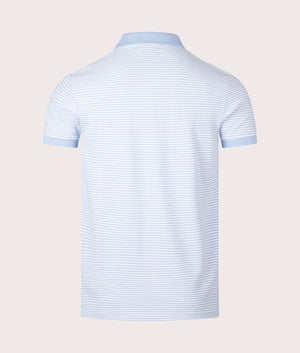 Custom Slim Fit Stretch Mesh Polo Shirt in Office Blue and White by Polo Ralph Lauren. EQVVS Shot.