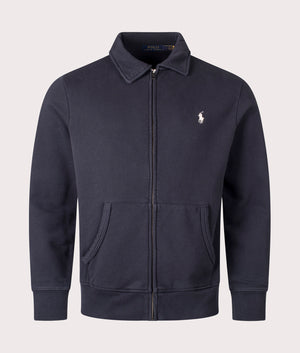 Zip Through Loopback Fleece Sweatshirt in Faded Black Canvas by Polo Ralph Lauren. EQVVS Shot. 