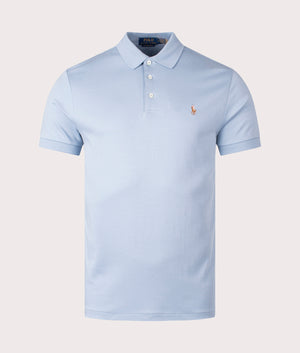 Custom Slim Fit Soft Cotton Polo Shirt in Vessel Blue by Polo Ralph Lauren. EQVVS Shot.