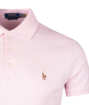 Custom Slim Fit Soft Cotton Polo Shirt in Hint of Pink by Polo Ralph Lauren. EQVVS Shot.