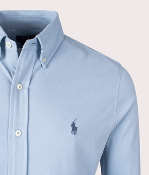 Featherweight Mesh Shirt in Vessel Blue by Polo Ralph Lauren. EQVVS Shot.