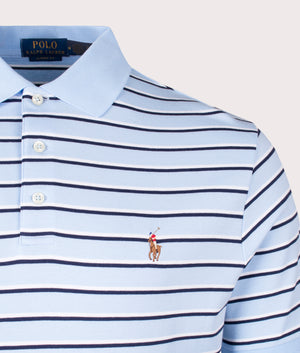 Classic Fit Soft Cotton Polo Shirt in Office Blue Multi by Polo Ralph Lauren. EQVVS Shot.