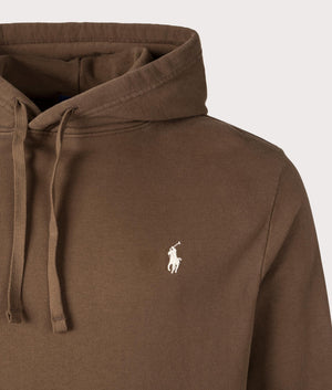 Loopback Fleece Hoodie in Pale Russet from Polo Ralph Lauren. Detail angle shot at EQVVS.