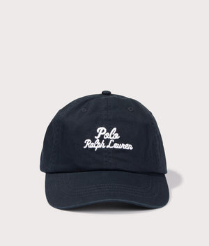 Polo Ralph Lauren Embroidered Twill Ball Cap in Polo Black. Front angle shot at EQVVS.