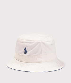 Polo Ralph Lauren Chino Bucket Hat in Herbal Milk. Side angle shot at EQVVS.