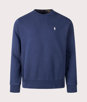 Polo Ralph Lauren Loopback Terry Sweatshirt in Cruise Navy. Front Shot at EQVVS.