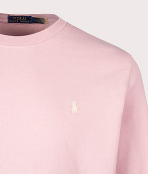 Polo Ralph Lauren Loopback Terry Sweatshirt in Adirondack Rose. Detail angle shot at EQVVS.