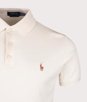 Custom Slim Fit Polo Shirt in Herbal Milk by Polo Ralph Lauren. Shot at EQVVS. Detail image. 