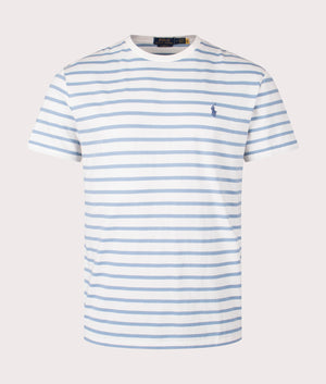 Polo Ralph Lauren Classic Fit Striped Jersey T-Shirt in Nevis/Vessel Blue. Front angle shot at EQVVS.