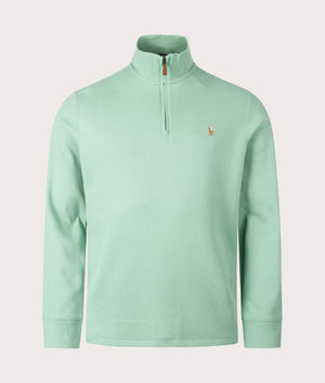 Quarter Zip Knit in Faded Mint by Polo Ralph Lauren. EQVVS Shot. 