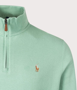 Quarter Zip Knit in Faded Mint by Polo Ralph Lauren. EQVVS Shot.