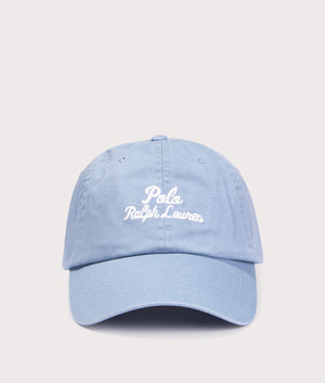 Polo Ralph Lauren Embroidered Twill Ball Cap in Vessel Blue. Front angle shot at EQVVS.