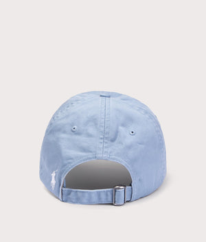 Polo Ralph Lauren Embroidered Twill Ball Cap in Vessel Blue. Back angle shot at EQVVS.