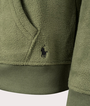 Polo Ralph Lauren Brushed Fleece Loungewear Hoodie in Garden Trail EQVVS Menswear detail shot