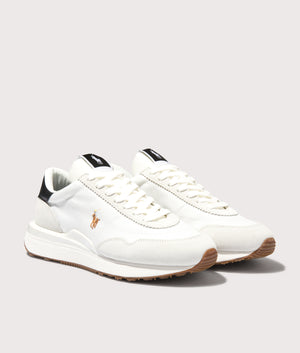 Polo Ralph Lauren Train 89 Suede Panelled Sneakers in Deckwash White/Multi. Shot at EQVVS.  Front shot. 