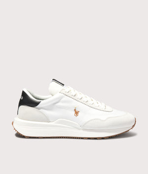 Polo Ralph Lauren Train 89 Suede Panelled Sneakers in Deckwash White/Multi. Shot at EQVVS.  Side shot. 