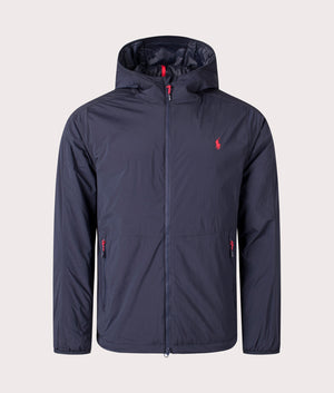 Stretch Hooded Jacket in Collection Navy by Polo Ralph Lauren. EQVVS Shot. 