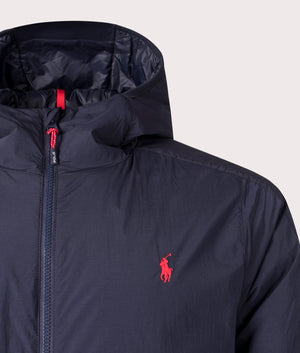 Stretch Hooded Jacket in Collection Navy by Polo Ralph Lauren. EQVVS Shot. 