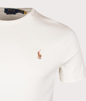 Custom Slim Fit Pima T-Shirt in Parchment Cream by Polo Ralph Lauren. EQVVS Shot.