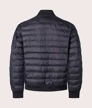 The Colden Packable Bomber Jacket in Polo Black from Polo Ralph Lauren. Back angle shot at EQVVS.