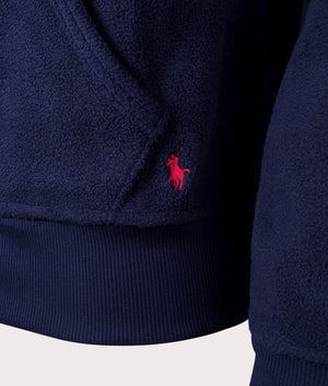 Polo Ralph Lauren Zip Through Mockneck Loungewear Top In Cruise Navy at EQVVS men detail Shot