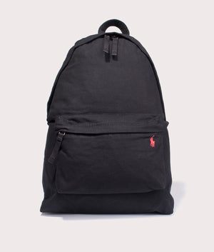 Polo Ralph Lauren Canvas Backpack in Black. Front Shot at EQVVS