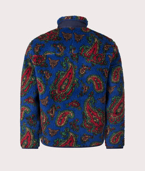 Polo Ralph Lauren Paisley Pile Fleece Jacket in Royal Belv Paisley Combo. Back angle shot at EQVVS.