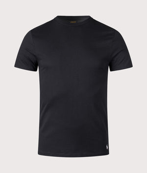 Polo Ralph Lauren 3 Pack Slim Fit Crewneck Loungewear T-Shirts in Black. Front Shot at EQVVS.