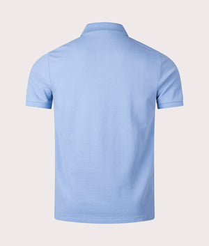 Custom Slim Fit Mesh Polo Shirt in Campus Blue by Polo Ralph Lauren. EQVVS Shot. 