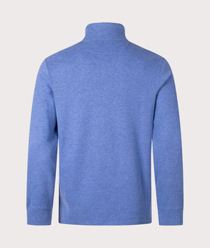 Polo Ralph Lauren, Quarter Zip Estate Rib Knit, faded royal heather, Eqvvs Menswear, back shot angle