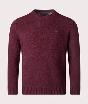 Textured Crewneck Jumper in Aged Wine Heather by Polo Ralph Lauren. EQVVS menswear front shot. 