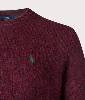 Textured Crewneck Jumper in Aged Wine Heather by Polo Ralph Lauren. EQVVS menswear detail shot. 