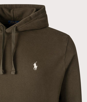 Discover the Polo Ralph Lauren Loopback Fleece Hoodie in Dark Loden. Detail Shot EQVVS