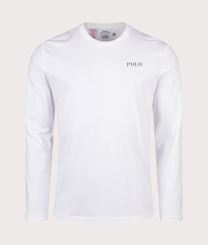 Long Sleeve Loungewear T-Shirt in White by Polo Ralph Lauren. EQVVS Shot.