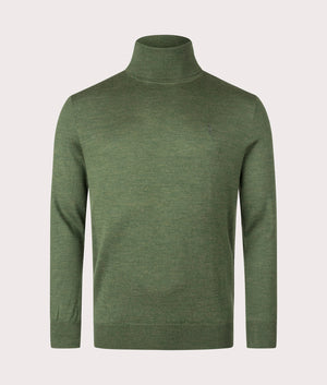 Polo Ralph Lauren Wool Turtleneck Sweater in Olive Green Heather, 100% Wool. at EQVVS Front Shot