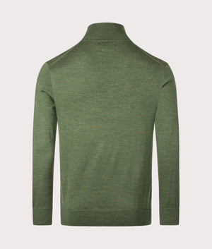 Polo Ralph Lauren Wool Turtleneck Sweater in Olive Green Heather, 100% Wool. at EQVVS Back Shot