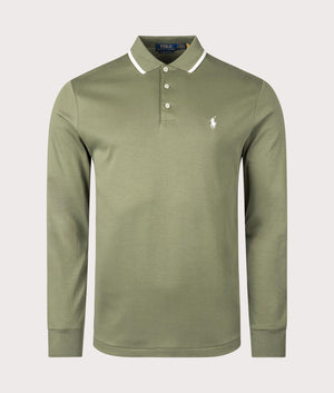 Polo Ralph Lauren Custom Slim Fit Soft Cotton Polo Shirt in Garden Trail Green. EQVVS Front Shot. 