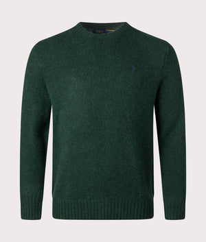 Polo Ralph Lauren Textured Crewneck Jumper in Moss Agate, 42% Wool, 38% Alpaca hair, 20% recycled nylon at EQVVS. Front Shot. 