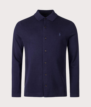 Merino Wool Shirt in Hunter Navy by Polo Ralph Lauren. EQVVS Shot. 