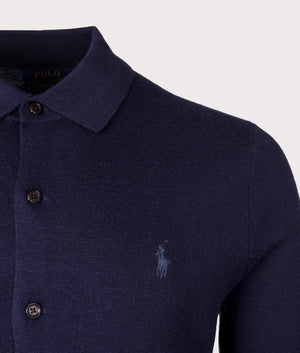 Merino Wool Shirt in Hunter Navy by Polo Ralph Lauren. EQVVS Shot. 