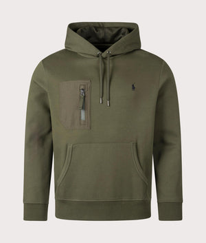 Double-Knit Hoodie in Company Olive from Polo Ralph Lauren. Front angle shot at EQVVS.