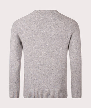 Polo Ralph Lauren Speckled Wool-Blend Crewneck Jumper in Grey Donegal. EQVVS Back Shot.